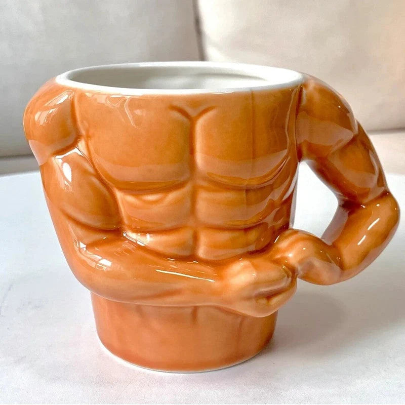 Ceramic Mug Muscular Arm Handle 9.5 Oz