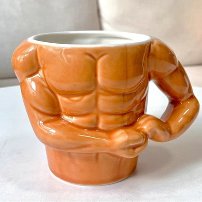 Ceramic Mug Muscular Arm Handle 9.5 Oz