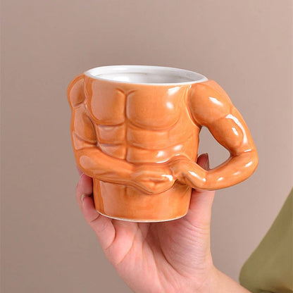 Ceramic Mug Muscular Arm Handle 9.5 Oz