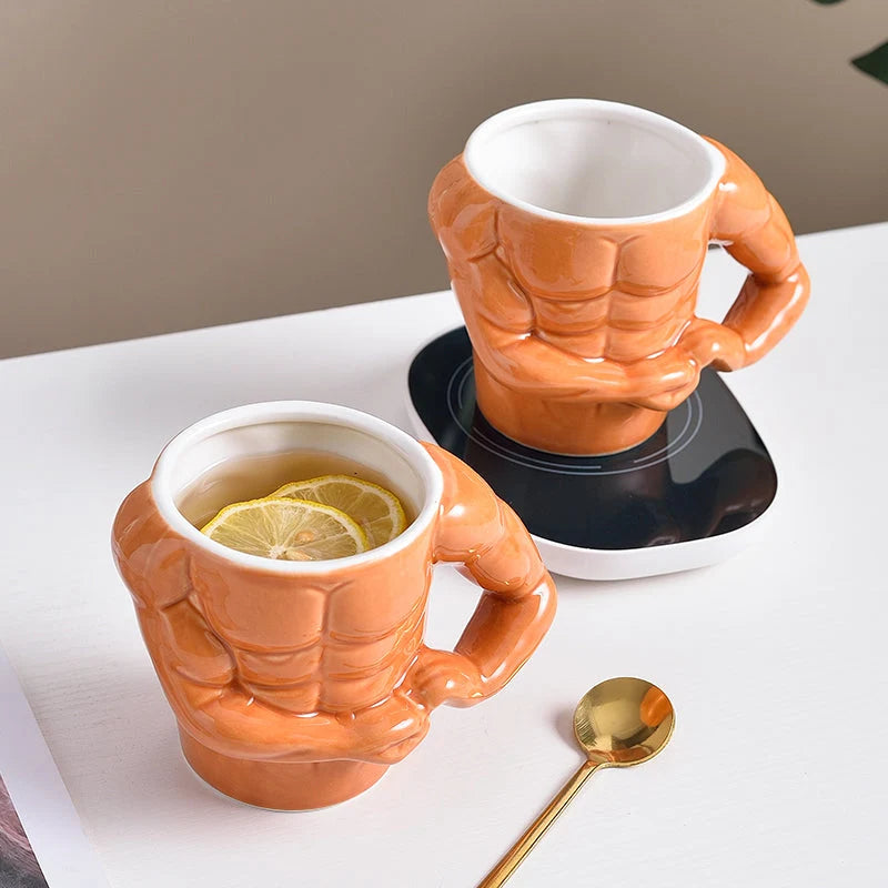 Ceramic Mug Muscular Arm Handle 9.5 Oz