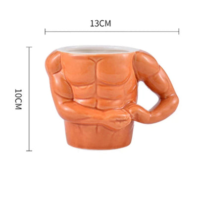 Ceramic Mug Muscular Arm Handle 9.5 Oz