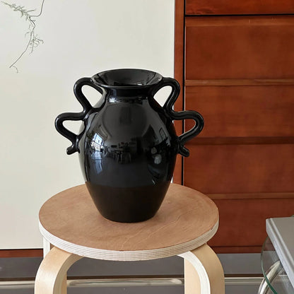 Ceramic Vase Sculptural Design Glossy Finish
