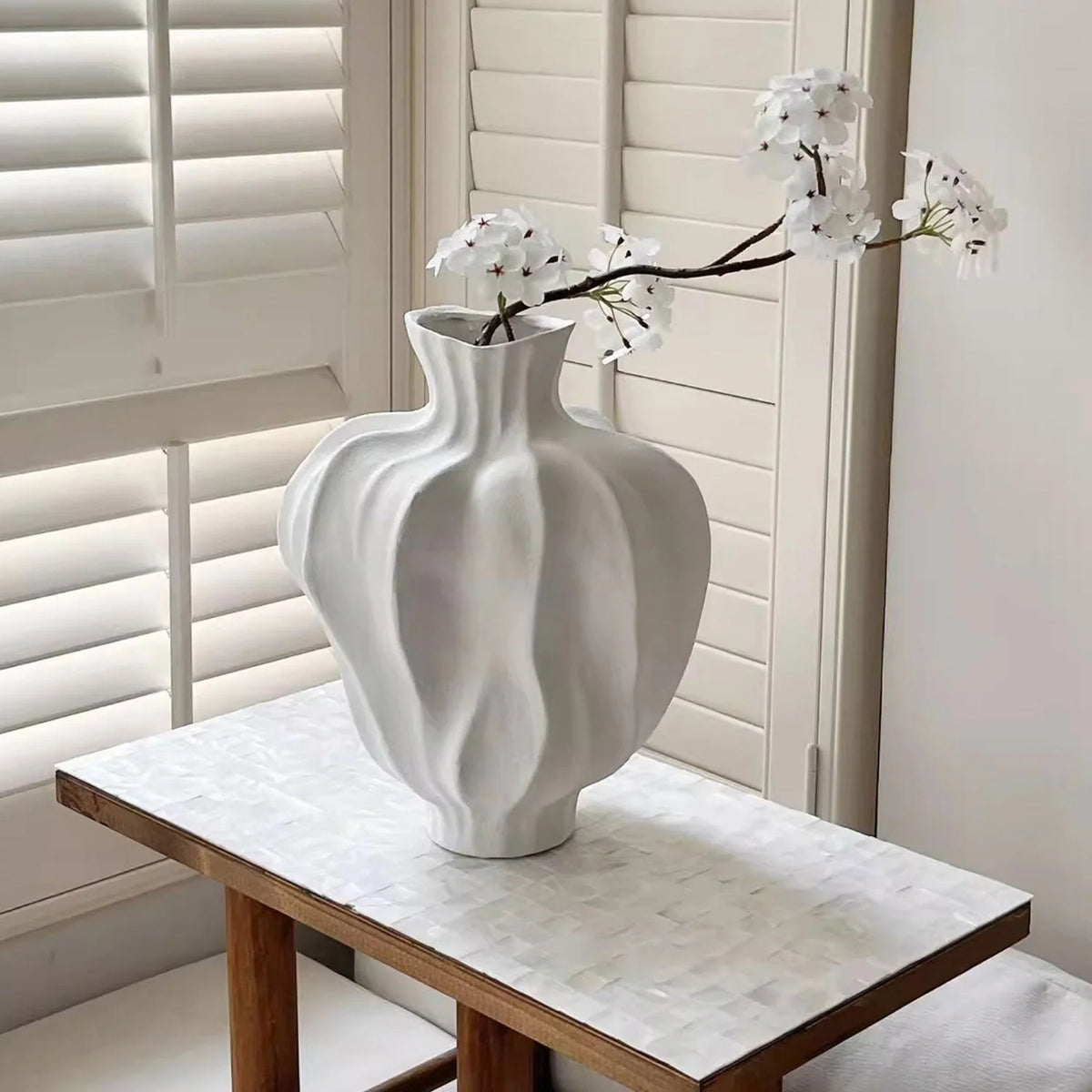 Ceramic Vase Sculptural Organic Design 24cm