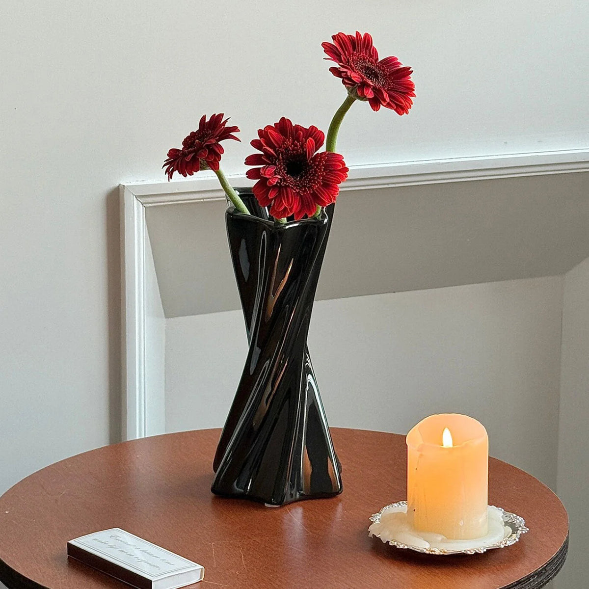 Ceramic Vase Twisted Sculptural Glossy Finish 7.9 Inch