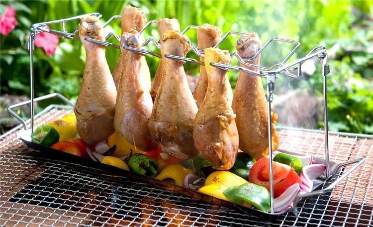 Chicken Wing Rack Stainless Steel Foldable Juice Catcher