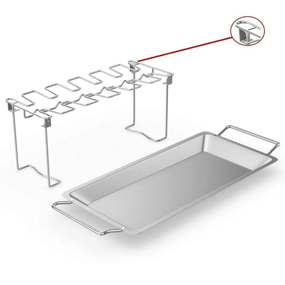 Chicken Wing Rack Stainless Steel Foldable Juice Catcher