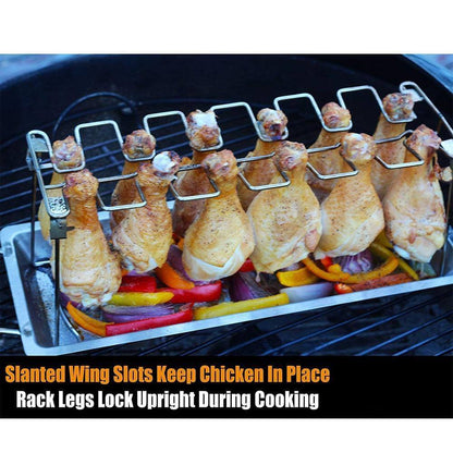 Chicken Wing Rack Stainless Steel Foldable Juice Catcher