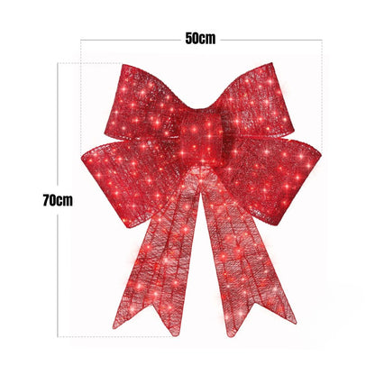 Christmas Bow Decoration Red LED Eight Modes Timer