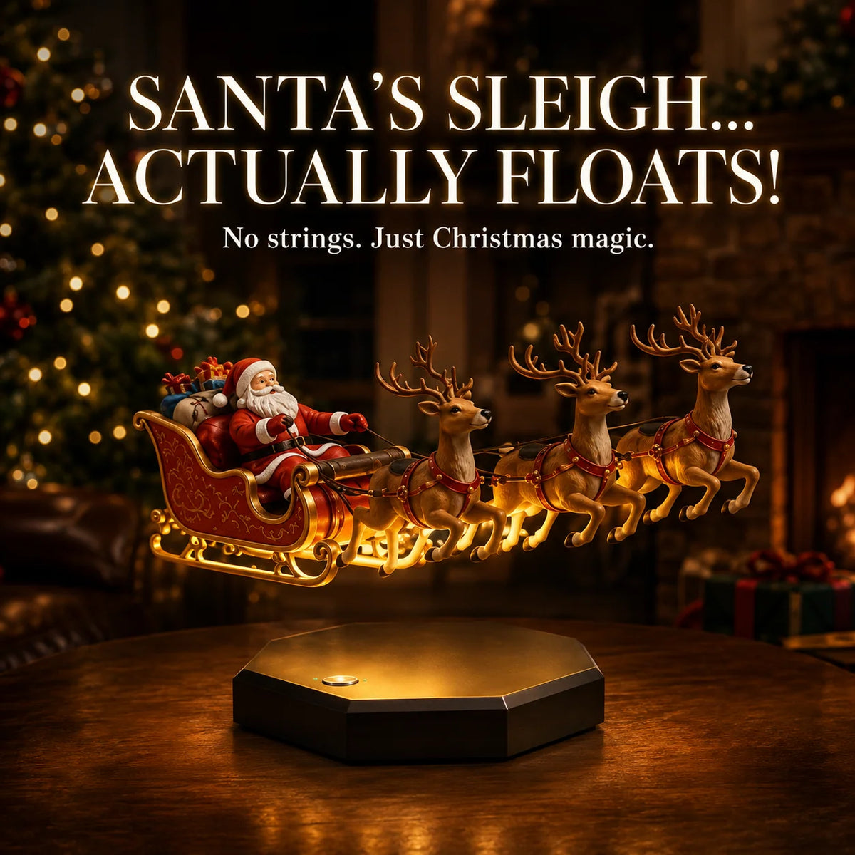 Christmas Decoration Magnetic Levitation Illuminated Base Four Reindeer