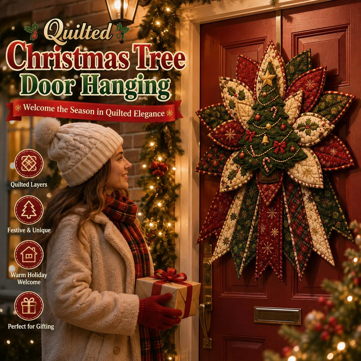 Christmas Door Hanging Kit Quilted Sewing Materials Included