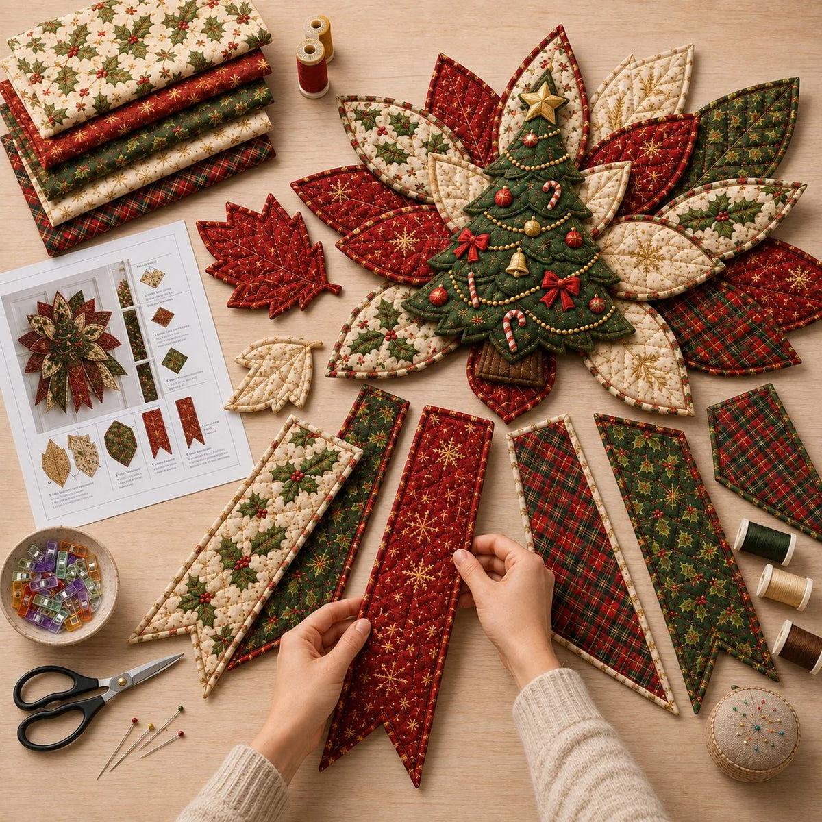Christmas Door Hanging Kit Quilted Sewing Materials Included
