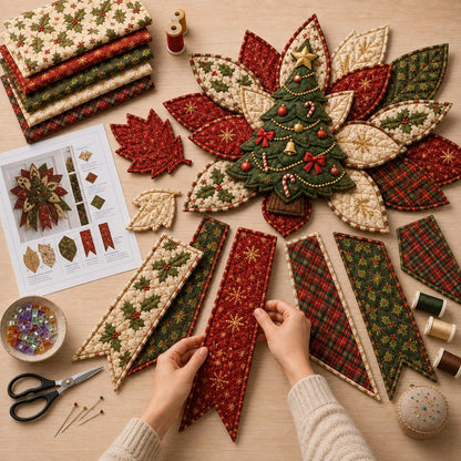 Christmas Door Hanging Kit Quilted Sewing Materials Included