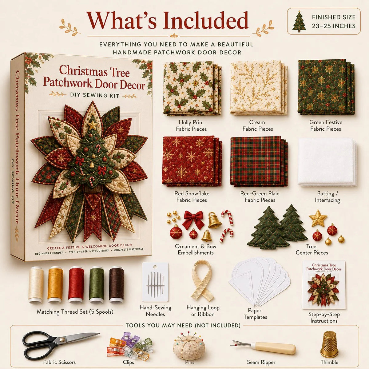 Christmas Door Hanging Kit Quilted Sewing Materials Included