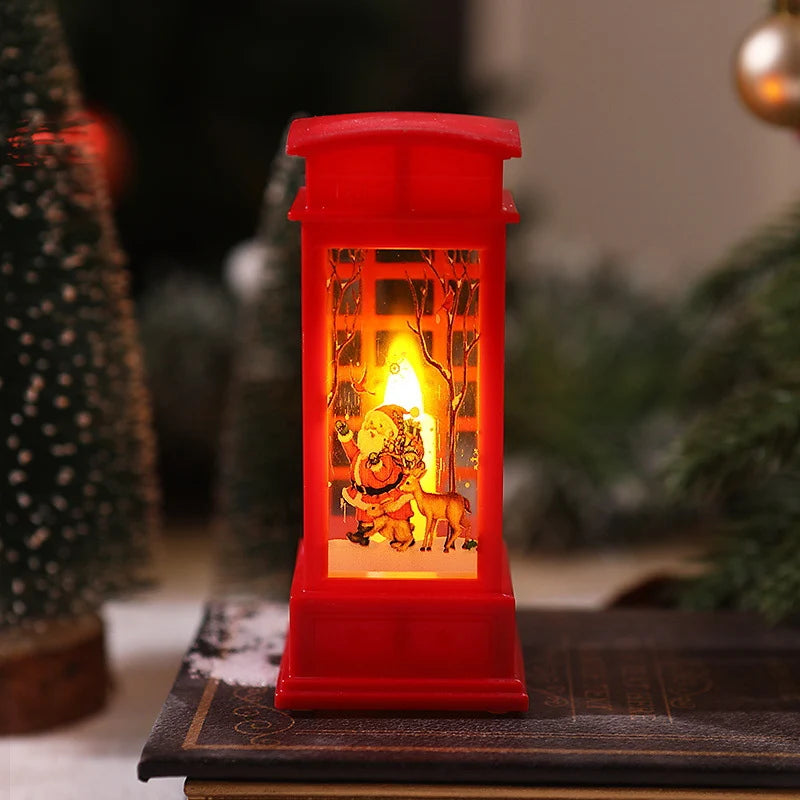 Christmas Lantern Moving Santa Motif Warm LED Light