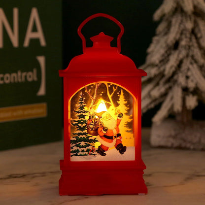 Christmas Lantern Moving Santa Motif Warm LED Light