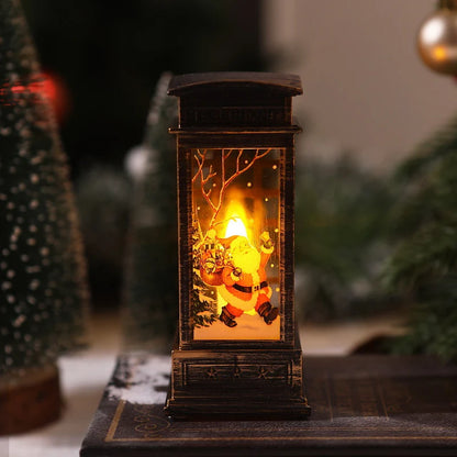 Christmas Lantern Moving Santa Motif Warm LED Light