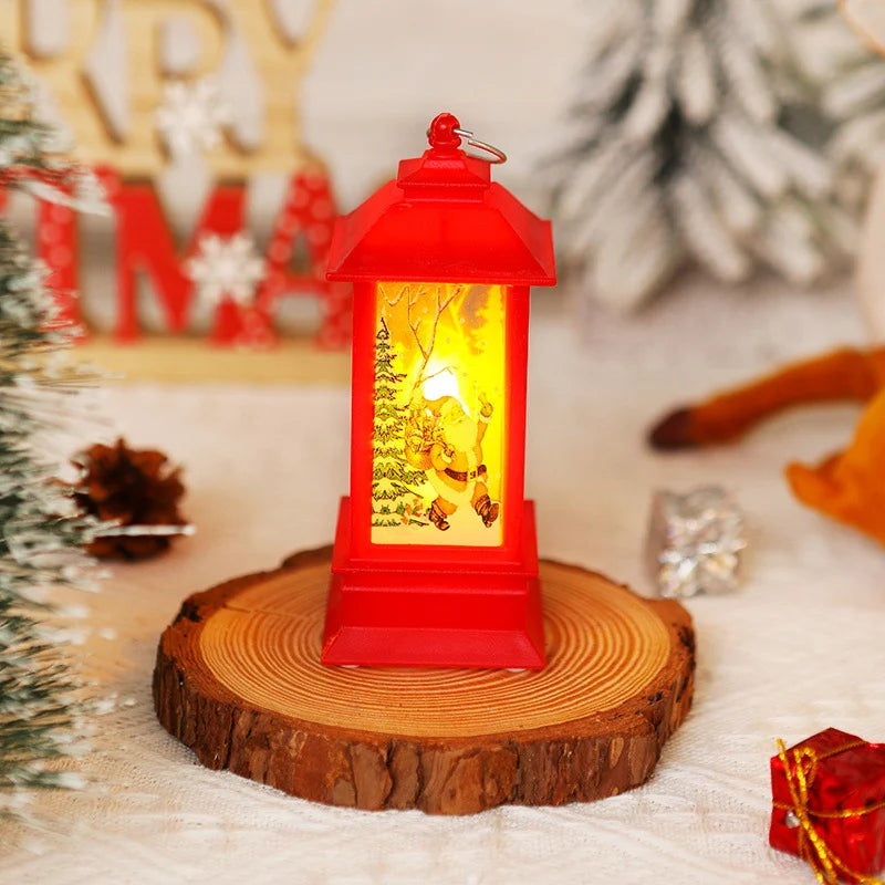 Christmas Lantern Moving Santa Motif Warm LED Light