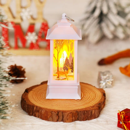 Christmas Lantern Moving Santa Motif Warm LED Light