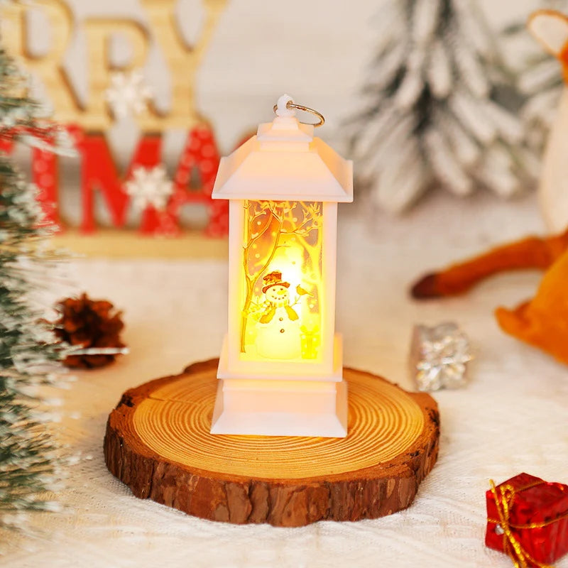 Christmas Lantern Moving Santa Motif Warm LED Light