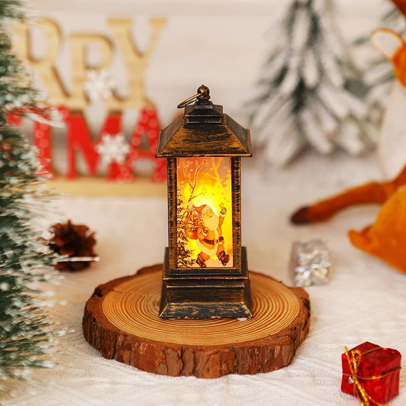 Christmas Lantern Moving Santa Motif Warm LED Light