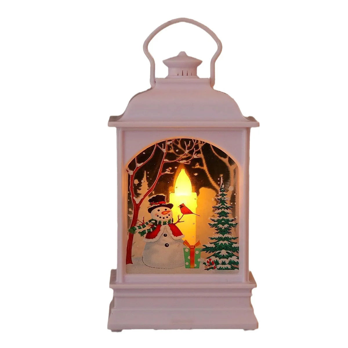 Christmas Lantern Moving Santa Motif Warm LED Light