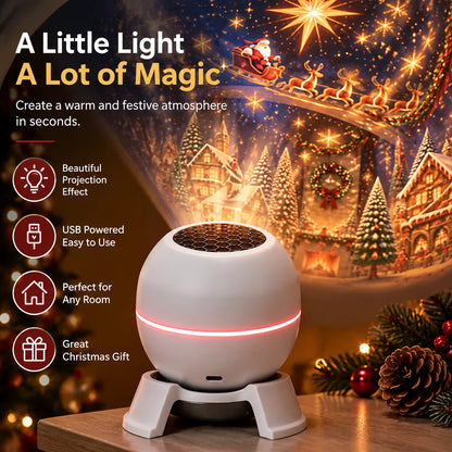Christmas Light Projector Moving Festive Scenes USB Powered Indoor Use