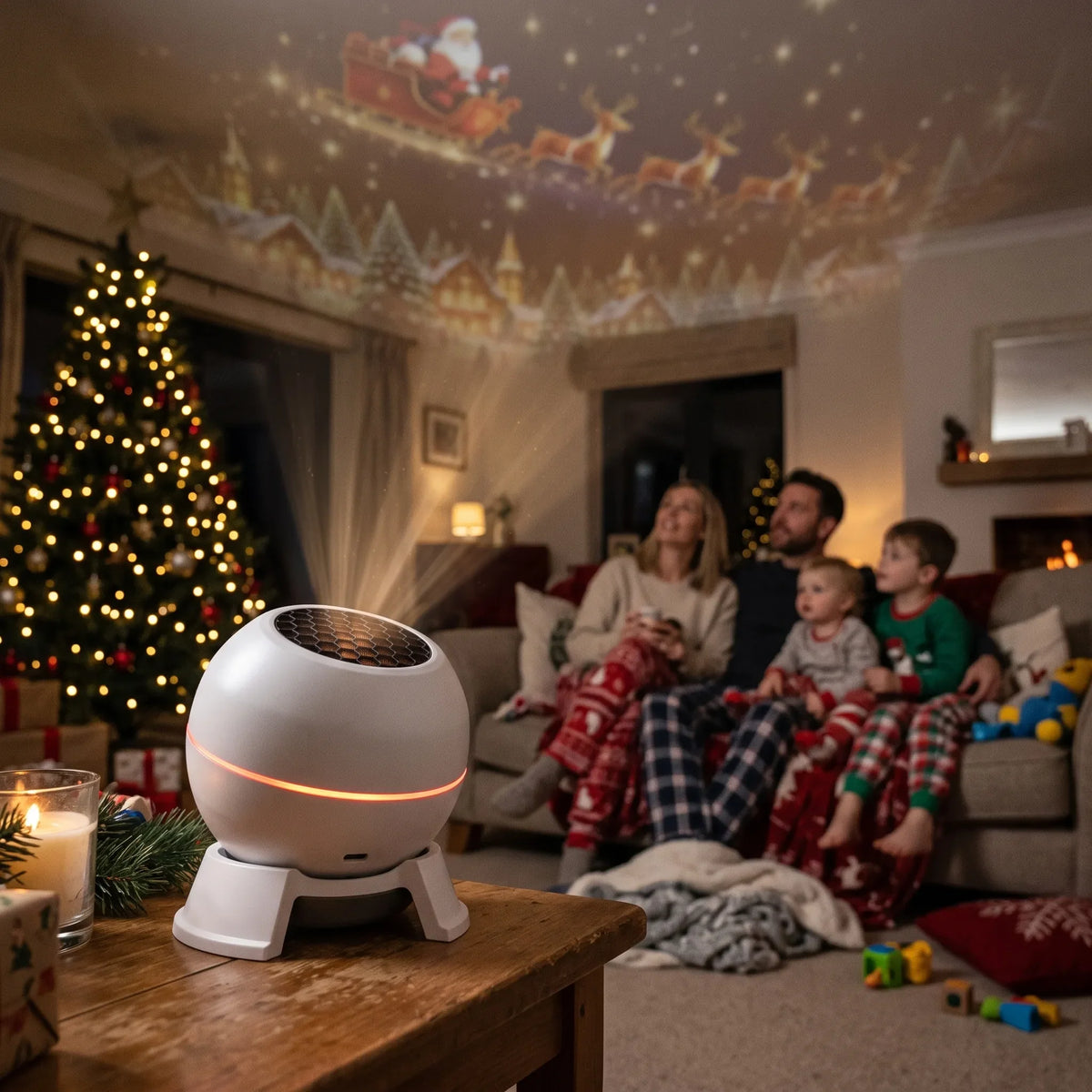 Christmas Light Projector Moving Figures USB-Powered