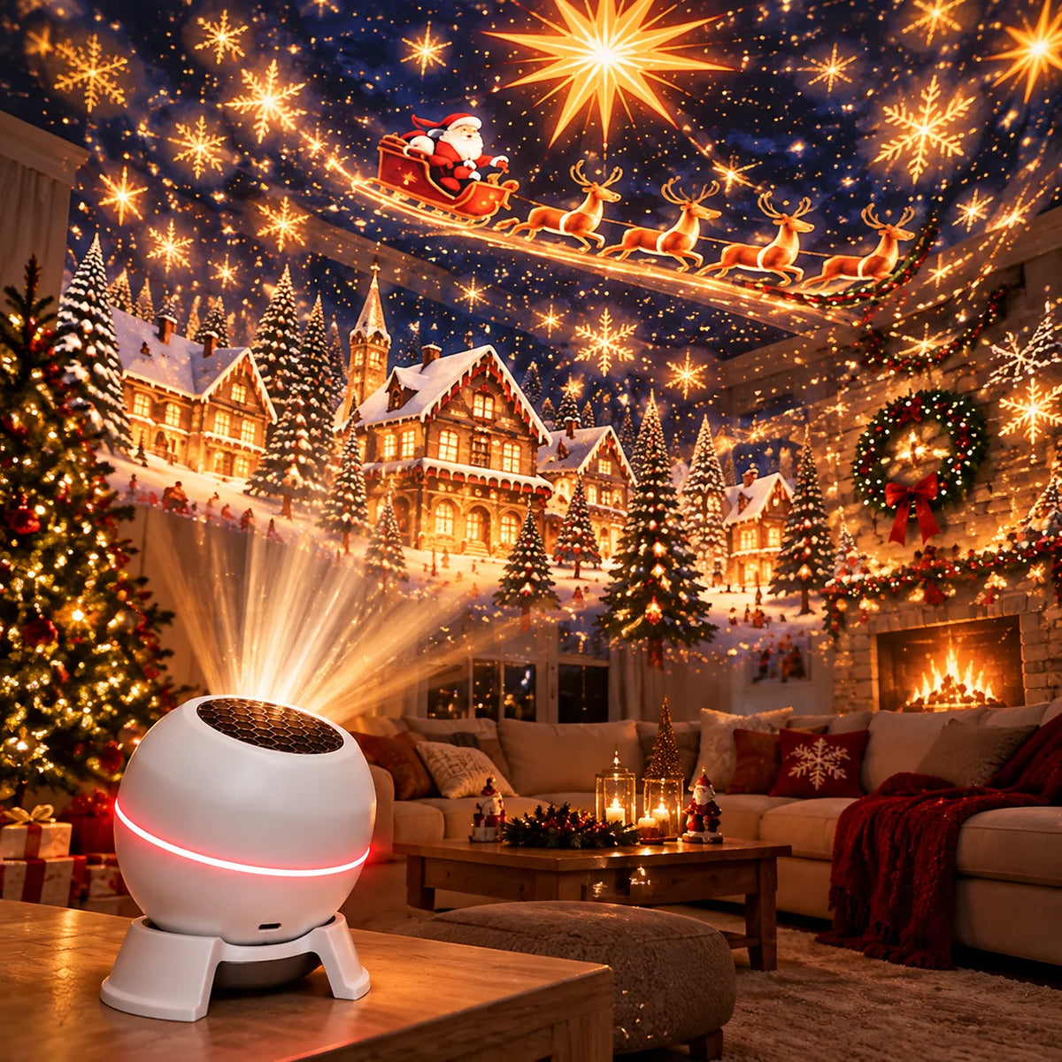 Christmas Light Projector Moving Figures USB-Powered