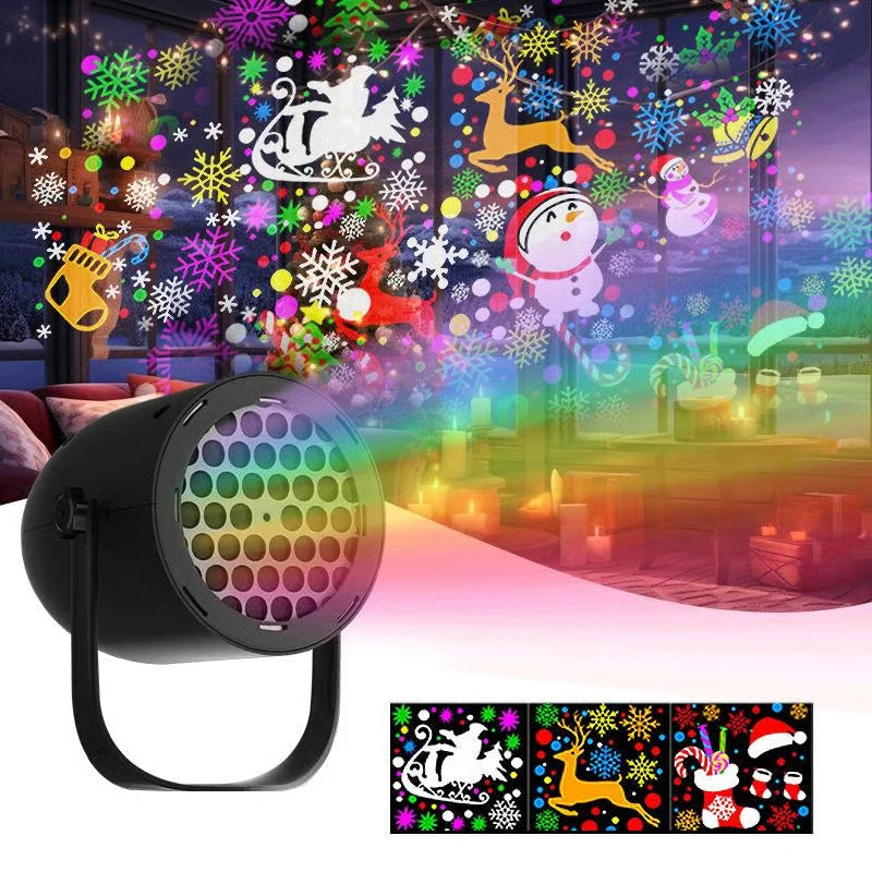Christmas Light Projector Rotating 16 Patterns USB Powered IP44 Weather-Resistant
