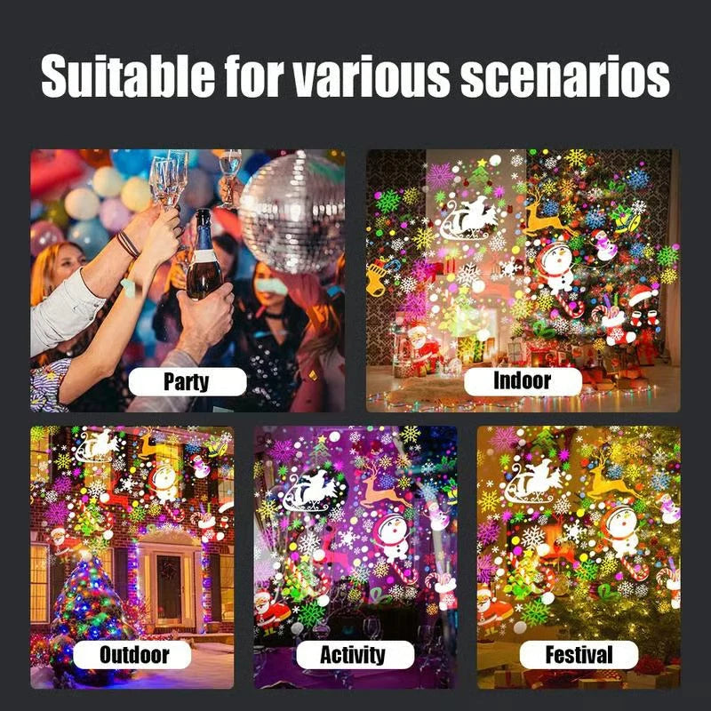 Christmas Light Projector Rotating 16 Patterns USB Powered IP44 Weather-Resistant