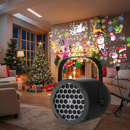 Christmas Light Projector Rotating 16 Patterns USB Powered IP44 Weather-Resistant