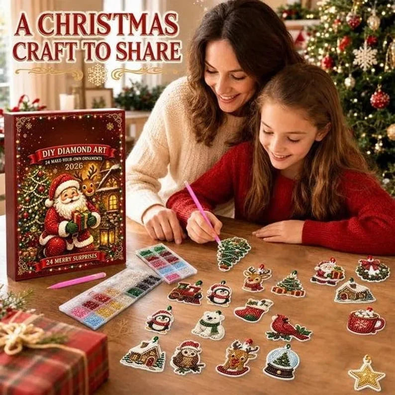 Christmas Ornament Craft Kit Diamond Art 24-Piece Set