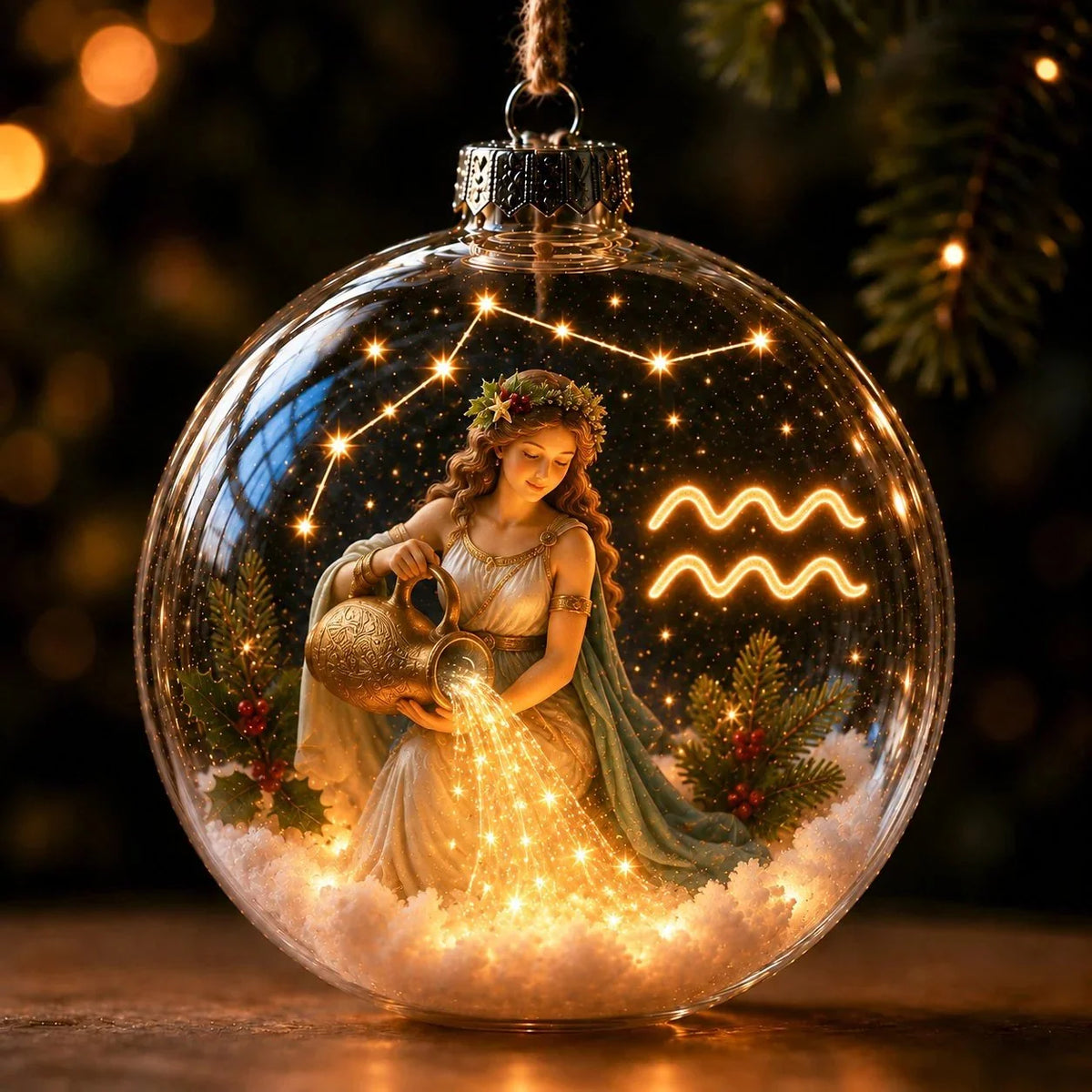 Christmas Ornament Lighted Zodiac Globe Constellation Design