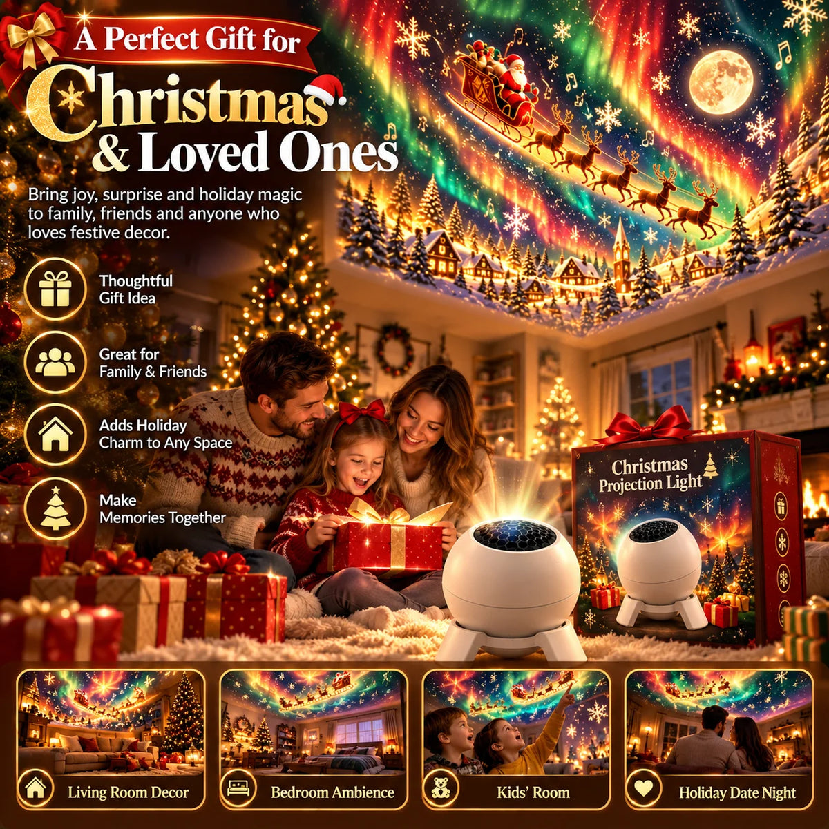 Christmas Projector Light Indoor Festive Projection Compact Design