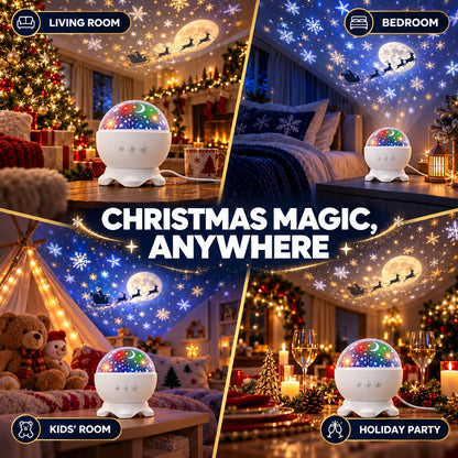 Christmas Projector Santa Sleigh & Reindeer 360° Rotation