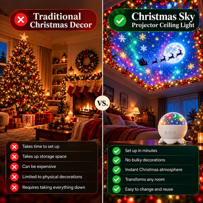 Christmas Projector Santa Sleigh & Reindeer 360° Rotation