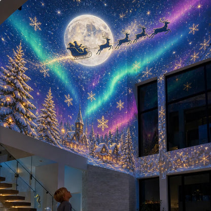 Christmas Projector Santa Sleigh & Reindeer 360° Rotation