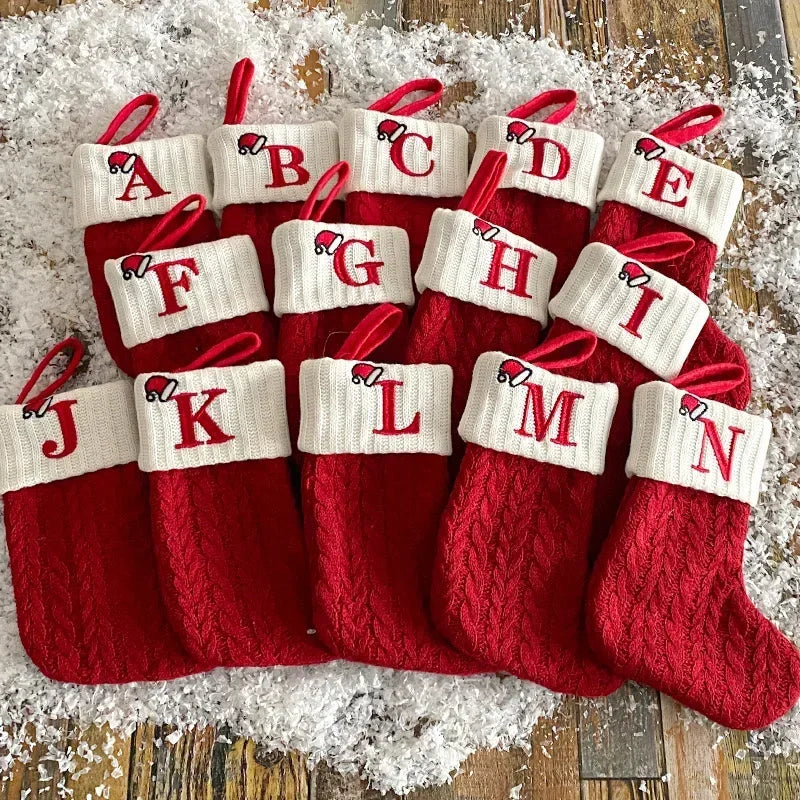 Christmas Stocking Personalized Initial & Snowflake