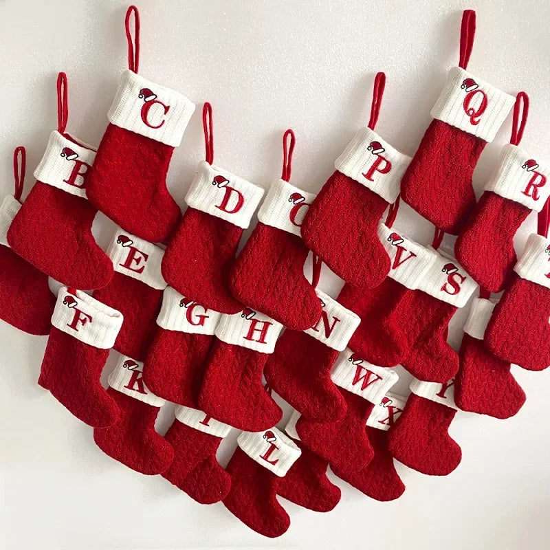Christmas Stocking Personalized Initial & Snowflake