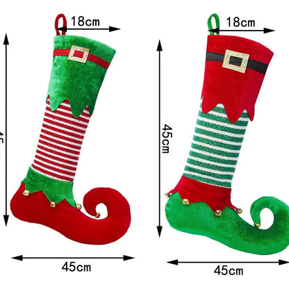 Christmas Stocking Santa Design Soft Fabric Hanging Loop