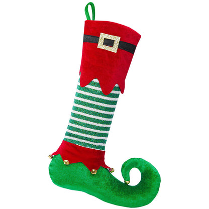 Christmas Stocking Santa Design Soft Fabric Hanging Loop
