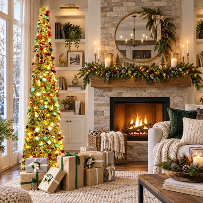 Christmas Tree Slim Pencil Pop-Up Pre-Lit Battery Powered