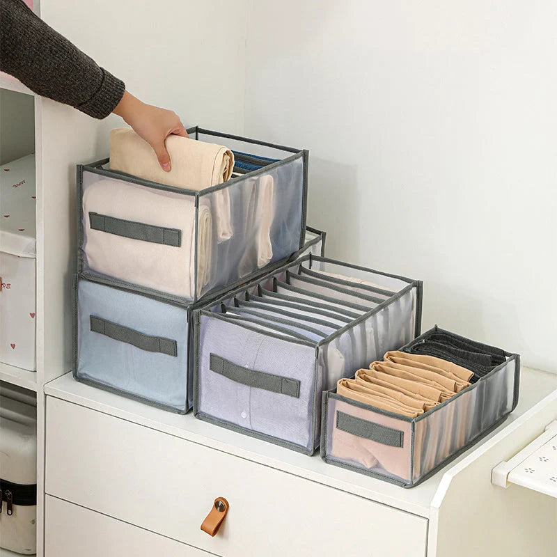 Clothing Drawer Organizer Stackable Collapsible Washable Mesh Compartments