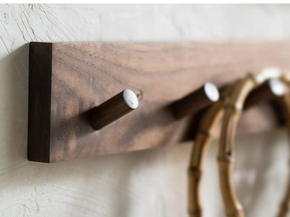 Coat Rack Wall-Mounted Solid Wood 4-6 Hooks