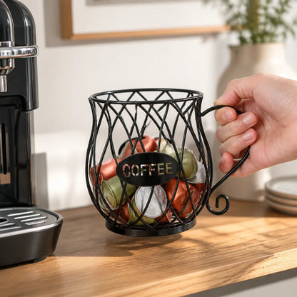 Coffee Capsule Holder Wrought Iron Open Weave