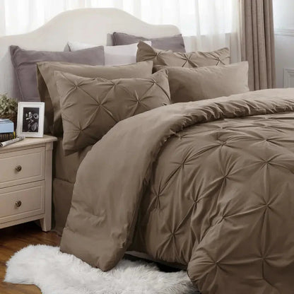 Comforter Set Pintuck Design Lightweight All-Season Microfiber