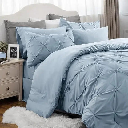 Comforter Set Pintuck Design Lightweight All-Season Microfiber