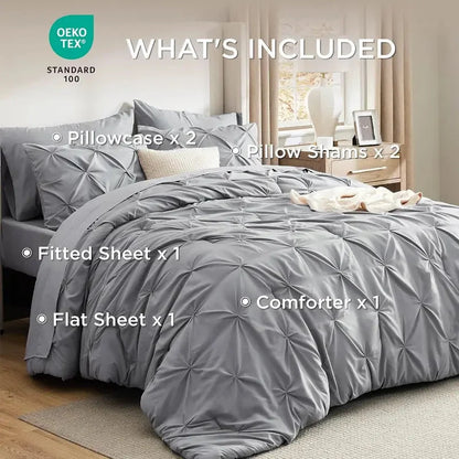 Comforter Set Pintuck Design Lightweight All-Season Microfiber