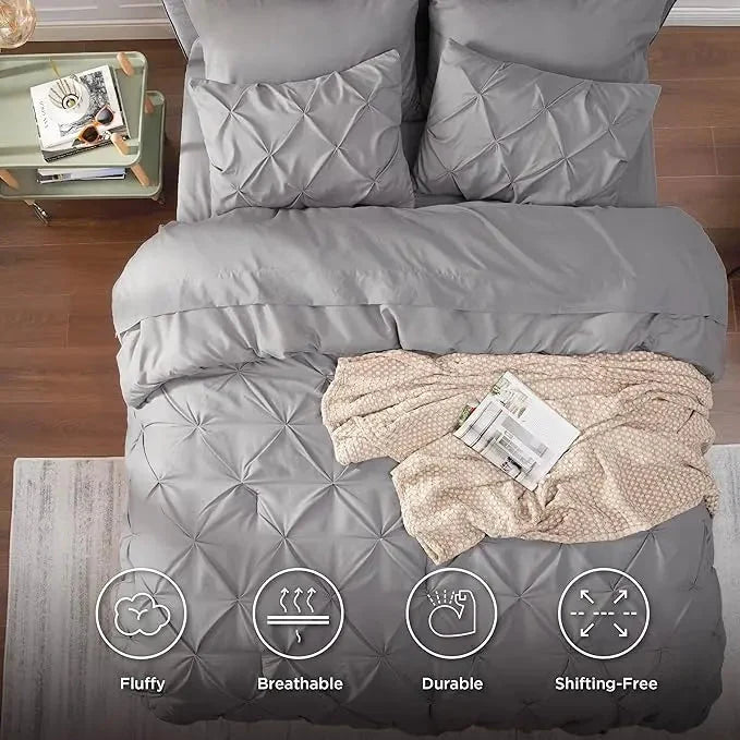 Comforter Set Pintuck Design Lightweight All-Season Microfiber