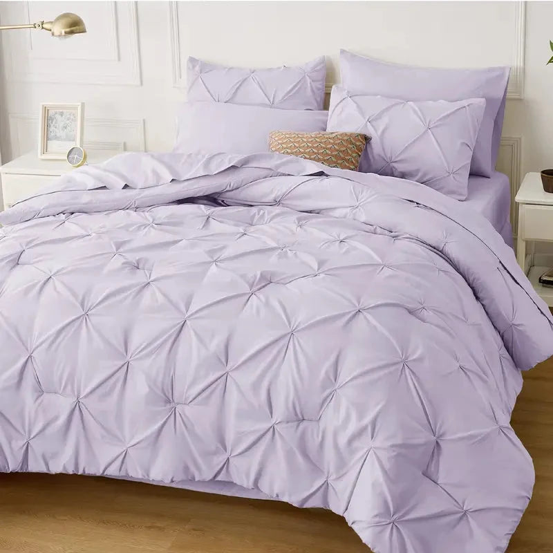 Comforter Set Pintuck Design Lightweight All-Season Microfiber